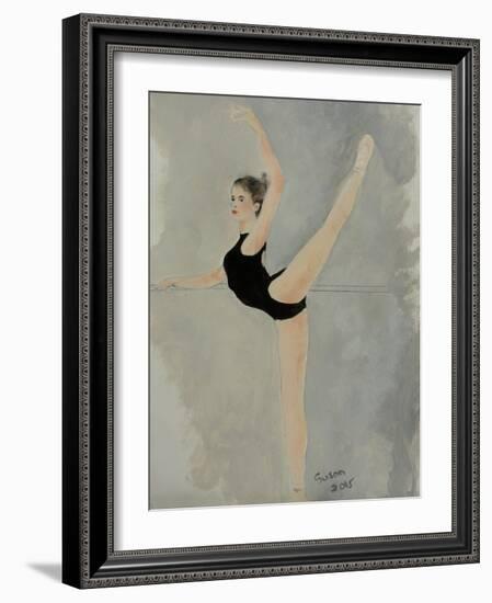 Ballet Practice at Bar-Susan Adams-Framed Giclee Print