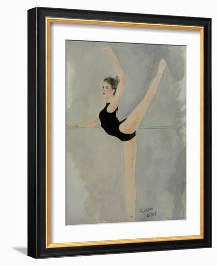 Ballet Practice at Bar-Susan Adams-Framed Giclee Print