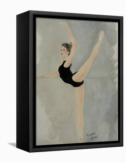 Ballet Practice at Bar-Susan Adams-Framed Premier Image Canvas