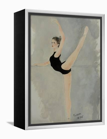 Ballet Practice at Bar-Susan Adams-Framed Premier Image Canvas