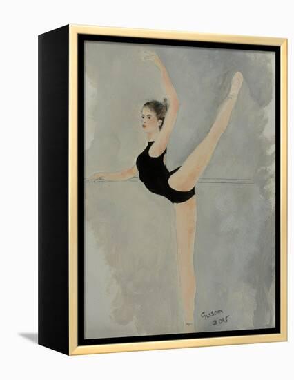 Ballet Practice at Bar-Susan Adams-Framed Premier Image Canvas