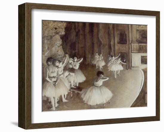 Ballet Rehearsal on Stage, 1874-Edgar Degas-Framed Giclee Print