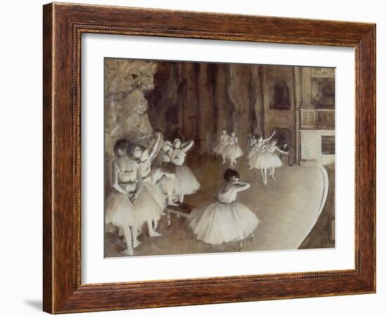 Ballet Rehearsal on Stage, 1874-Edgar Degas-Framed Giclee Print