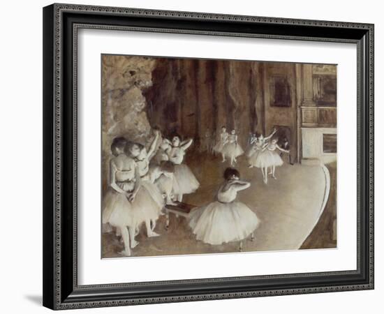 Ballet Rehearsal on Stage, 1874-Edgar Degas-Framed Giclee Print