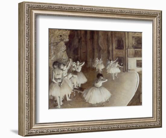 Ballet Rehearsal on Stage, 1874-Edgar Degas-Framed Giclee Print