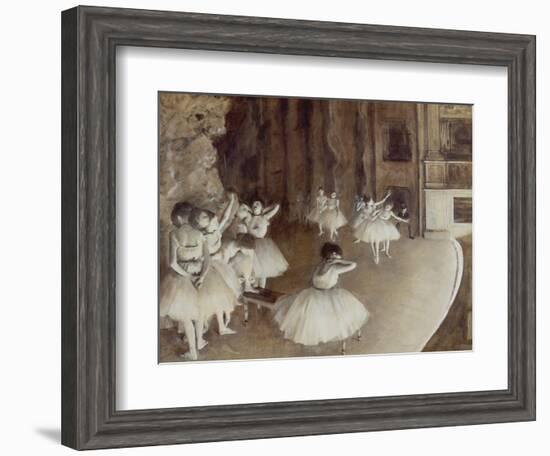 Ballet Rehearsal on Stage, 1874-Edgar Degas-Framed Giclee Print