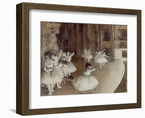 Ballet Rehearsal on Stage, 1874-Edgar Degas-Framed Giclee Print