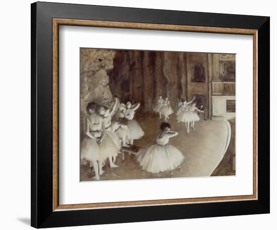 Ballet Rehearsal on Stage, 1874-Edgar Degas-Framed Giclee Print