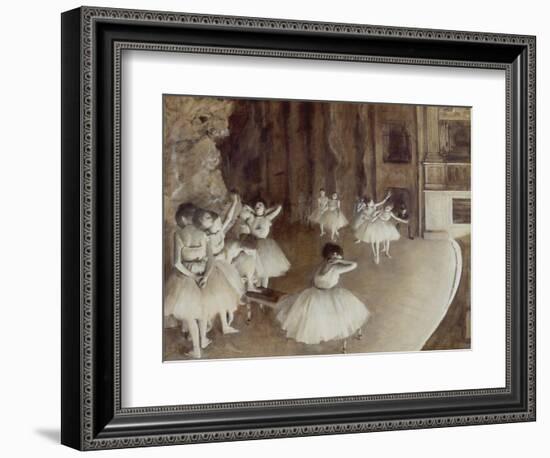 Ballet Rehearsal on Stage, 1874-Edgar Degas-Framed Giclee Print