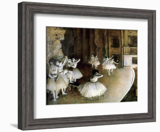 Ballet Rehearsal on Stage, 1874-Edgar Degas-Framed Giclee Print