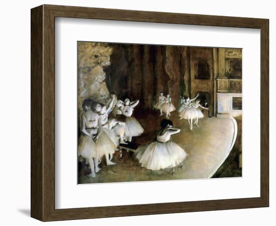 Ballet Rehearsal on Stage, 1874-Edgar Degas-Framed Giclee Print