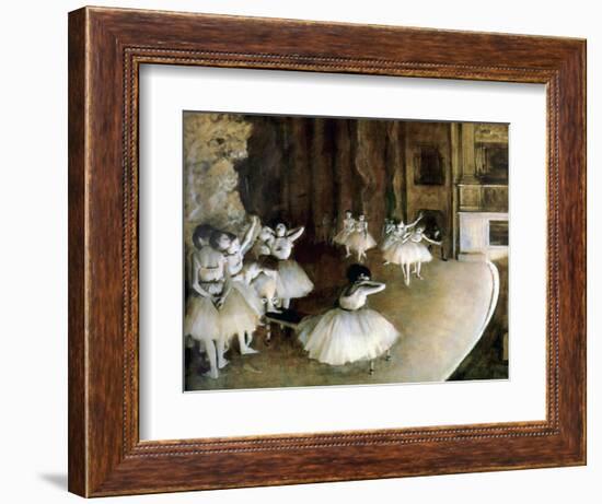 Ballet Rehearsal on Stage, 1874-Edgar Degas-Framed Giclee Print