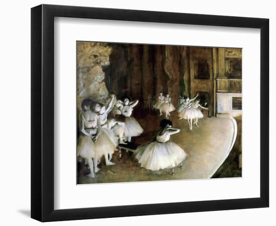 Ballet Rehearsal on Stage, 1874-Edgar Degas-Framed Giclee Print