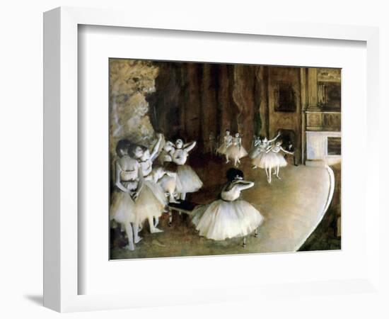 Ballet Rehearsal on Stage, 1874-Edgar Degas-Framed Giclee Print