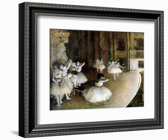 Ballet Rehearsal on Stage, 1874-Edgar Degas-Framed Giclee Print