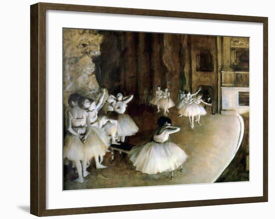 Ballet Rehearsal on Stage, 1874-Edgar Degas-Framed Giclee Print