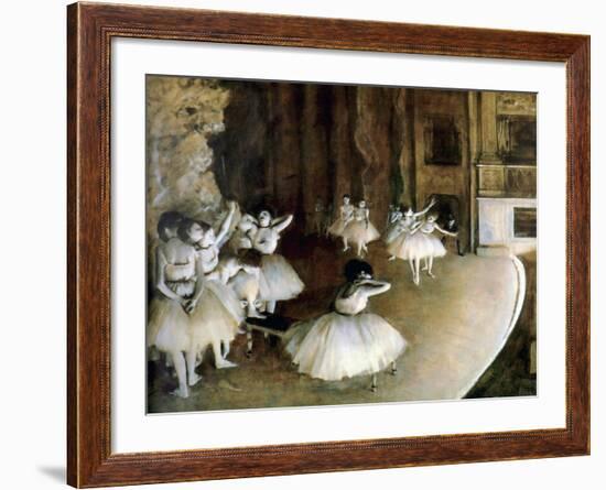 Ballet Rehearsal on Stage, 1874-Edgar Degas-Framed Giclee Print