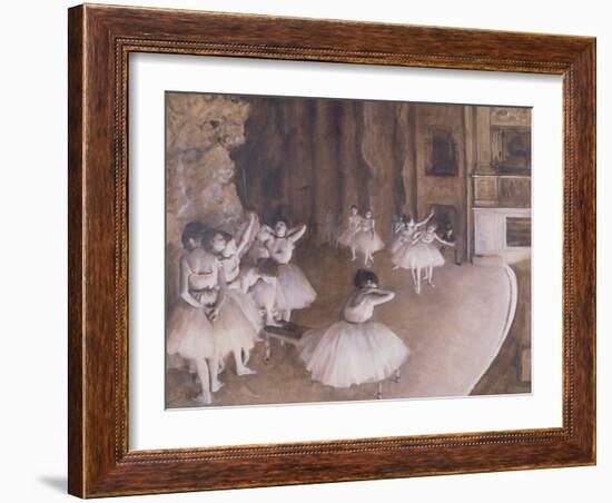 Ballet Rehearsal on the Stage, 1874-Edgar Degas-Framed Giclee Print