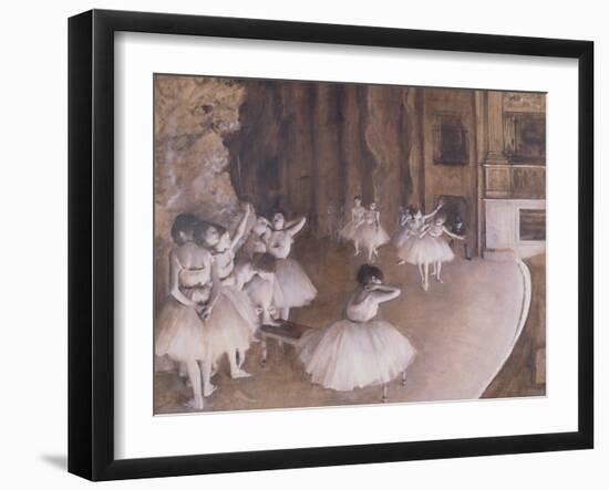 Ballet Rehearsal on the Stage, 1874-Edgar Degas-Framed Giclee Print