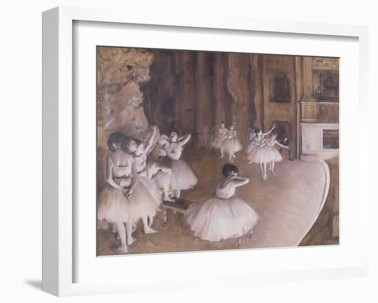 Ballet Rehearsal on the Stage, 1874-Edgar Degas-Framed Giclee Print