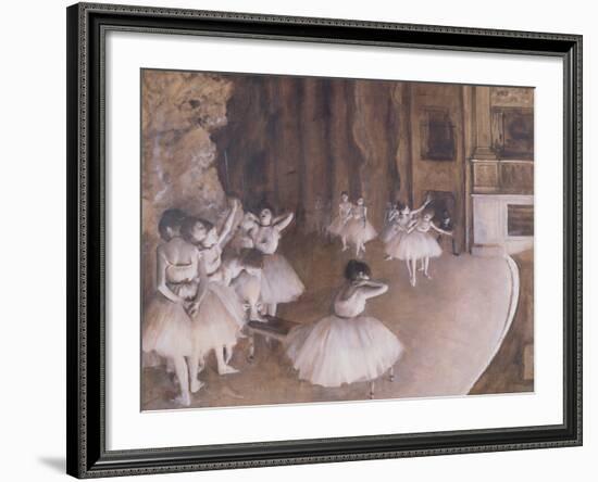 Ballet Rehearsal on the Stage, 1874-Edgar Degas-Framed Giclee Print