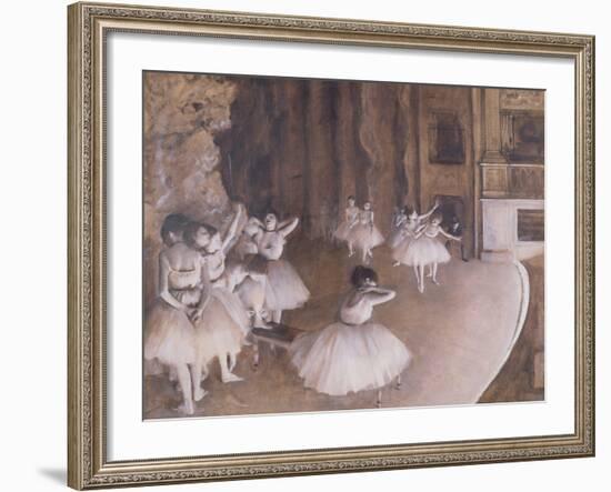 Ballet Rehearsal on the Stage, 1874-Edgar Degas-Framed Giclee Print