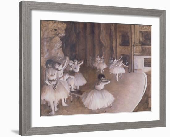 Ballet Rehearsal on the Stage, 1874-Edgar Degas-Framed Giclee Print