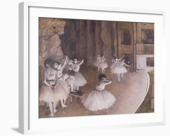 Ballet Rehearsal on the Stage, 1874-Edgar Degas-Framed Giclee Print