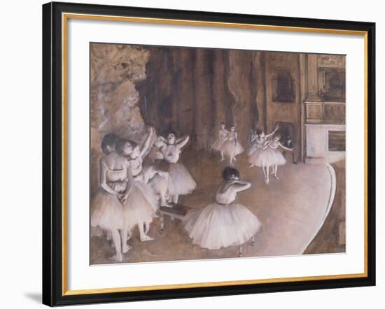 Ballet Rehearsal on the Stage, 1874-Edgar Degas-Framed Giclee Print