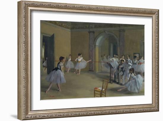 Ballet Studio at the Opera in Rue Le Peletier, 1872-Edgar Degas-Framed Giclee Print