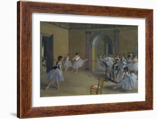 Ballet Studio at the Opera in Rue Le Peletier, 1872-Edgar Degas-Framed Giclee Print