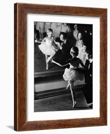 Ballet Teacher Advising Little Girl and Group of Dancers at Ballet Dancing School Look On-Alfred Eisenstaedt-Framed Photographic Print