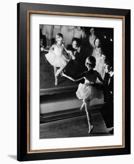 Ballet Teacher Advising Little Girl and Group of Dancers at Ballet Dancing School Look On-Alfred Eisenstaedt-Framed Photographic Print