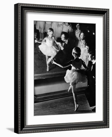 Ballet Teacher Advising Little Girl and Group of Dancers at Ballet Dancing School Look On-Alfred Eisenstaedt-Framed Photographic Print