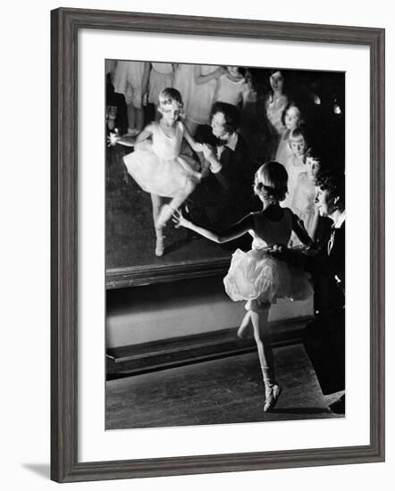 Ballet Teacher Advising Little Girl and Group of Dancers at Ballet Dancing School Look On-Alfred Eisenstaedt-Framed Photographic Print