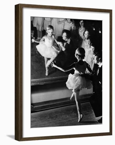 Ballet Teacher Advising Little Girl and Group of Dancers at Ballet Dancing School Look On-Alfred Eisenstaedt-Framed Photographic Print