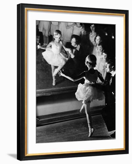 Ballet Teacher Advising Little Girl and Group of Dancers at Ballet Dancing School Look On-Alfred Eisenstaedt-Framed Photographic Print