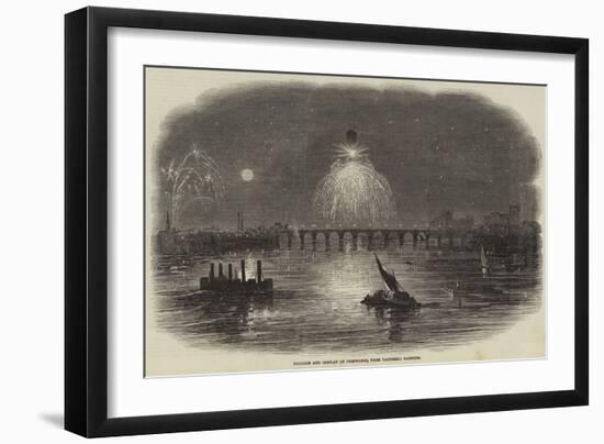 Balloon and Display of Fireworks, from Vauxhall Gardens-null-Framed Giclee Print