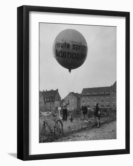 Balloon Being Lifted to Support Konrad Adenauer, During Elections-Ralph Crane-Framed Photographic Print