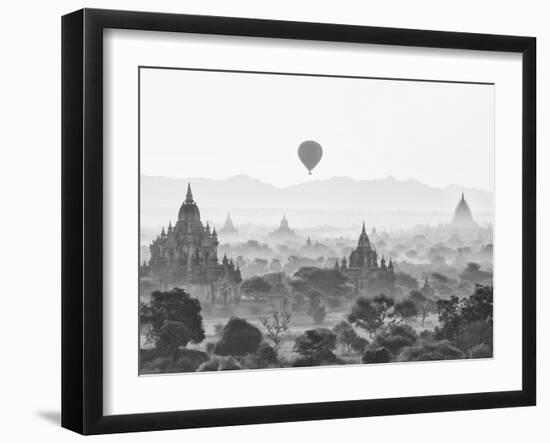 Balloon Over Bagan at Sunrise, Mandalay, Burma (Myanmar)-Nadia Isakova-Framed Premium Photographic Print
