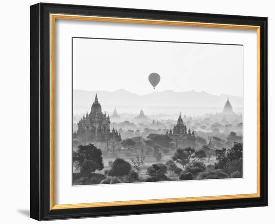 Balloon Over Bagan at Sunrise, Mandalay, Burma (Myanmar)-Nadia Isakova-Framed Premium Photographic Print