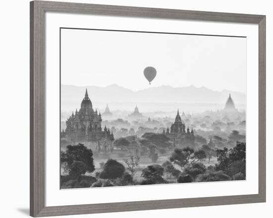 Balloon Over Bagan at Sunrise, Mandalay, Burma (Myanmar)-Nadia Isakova-Framed Photographic Print