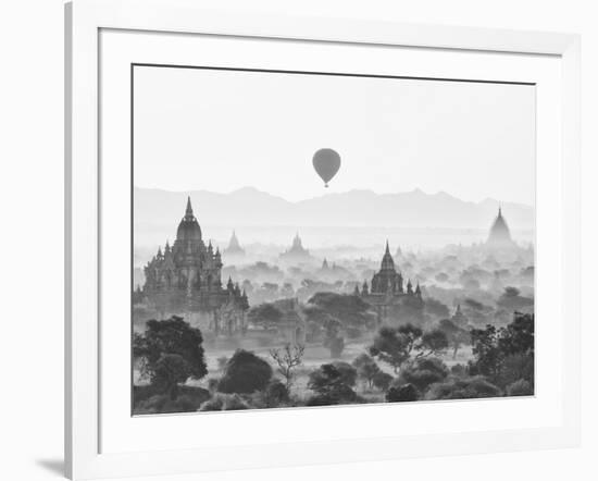 Balloon Over Bagan at Sunrise, Mandalay, Burma (Myanmar)-Nadia Isakova-Framed Photographic Print