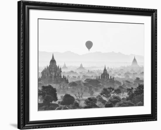 Balloon Over Bagan at Sunrise, Mandalay, Burma (Myanmar)-Nadia Isakova-Framed Photographic Print