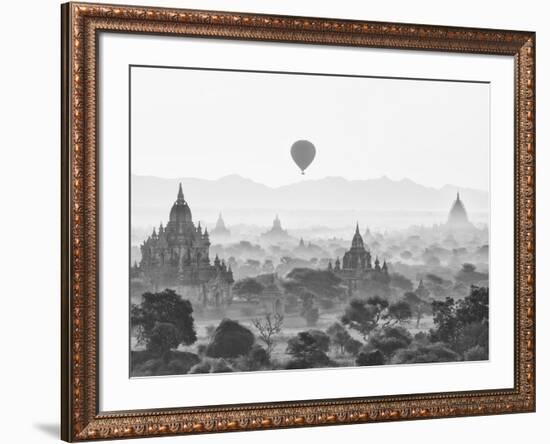 Balloon Over Bagan at Sunrise, Mandalay, Burma (Myanmar)-Nadia Isakova-Framed Photographic Print