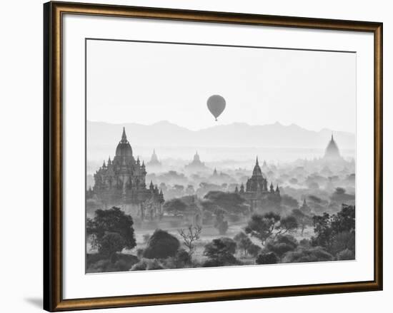 Balloon Over Bagan at Sunrise, Mandalay, Burma (Myanmar)-Nadia Isakova-Framed Photographic Print