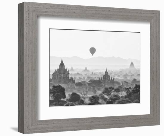 Balloon Over Bagan at Sunrise, Mandalay, Burma (Myanmar)-Nadia Isakova-Framed Photographic Print