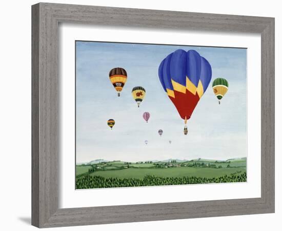 Ballooning over the Cotswolds-Maggie Rowe-Framed Giclee Print