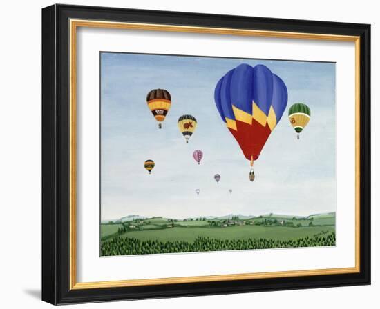 Ballooning over the Cotswolds-Maggie Rowe-Framed Giclee Print