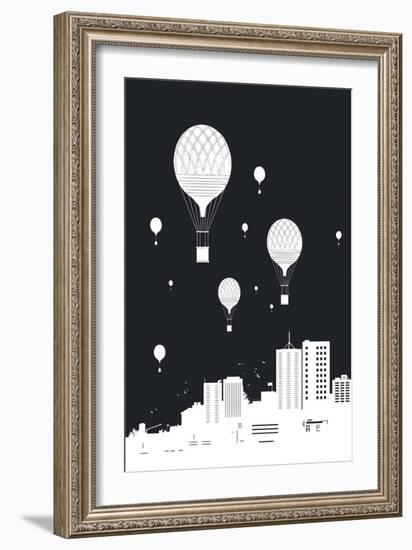 Balloons and the City-Balazs Solti-Framed Giclee Print